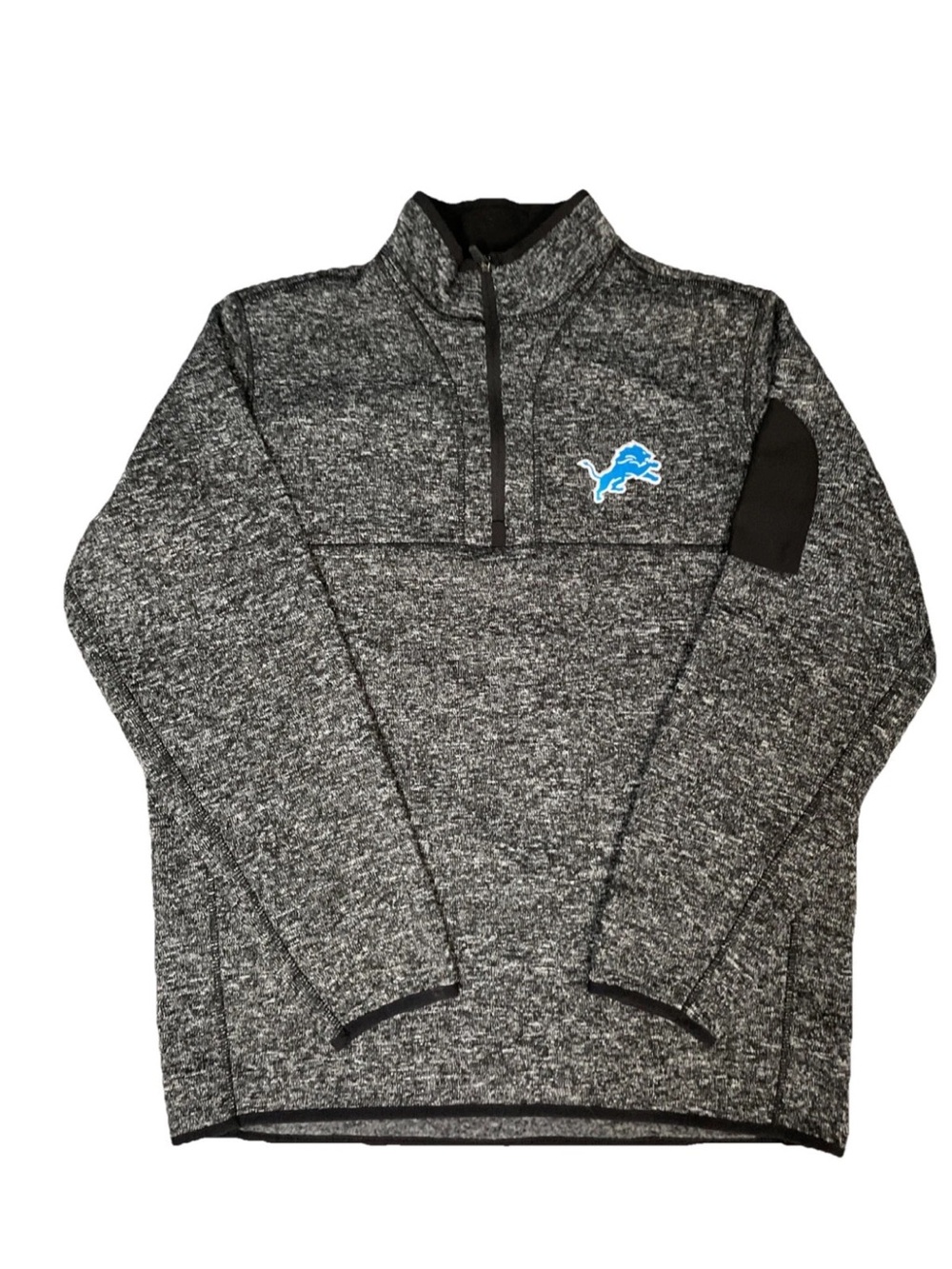 Antigua Detroit Lions Pullover Mens 1/4 Zip Sweatshirt Fleece NFL Size XL Gray